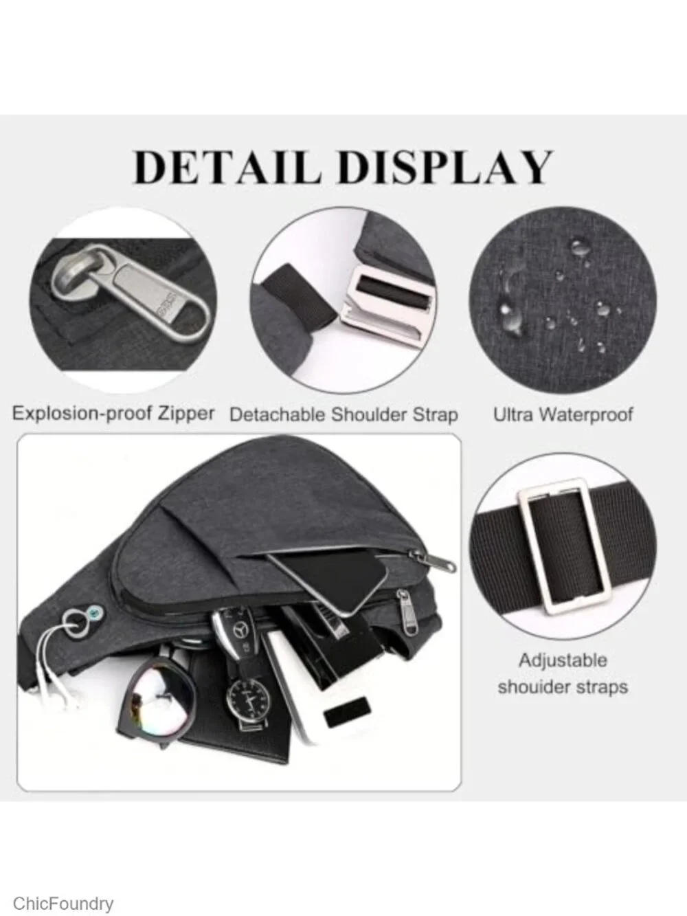Anti-Theft Travel Sling Bag RFID Blocking Crossbody Shoulder Backpack